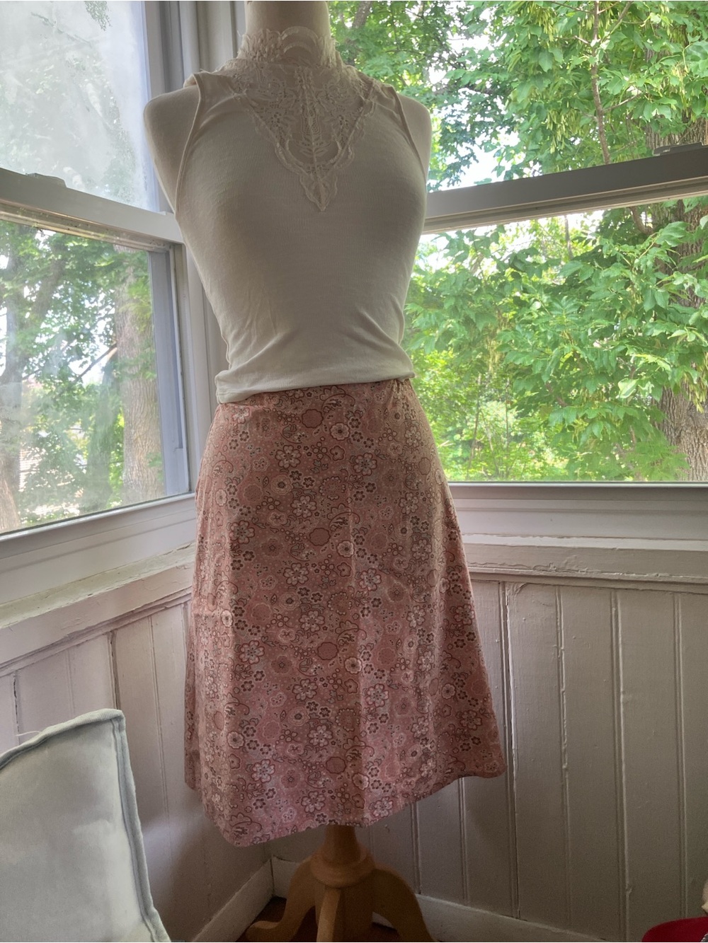 Vintage Y2K  Pink Floral A-Line Skirt